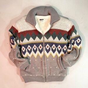 Vintage 90s Shelter Bay by Arrow Sherpa-Lined Sweater Jacket – Men’s Medium